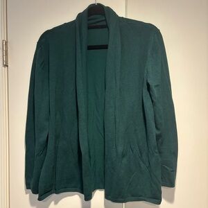 Green Open Front Shawl Collar Cardigan